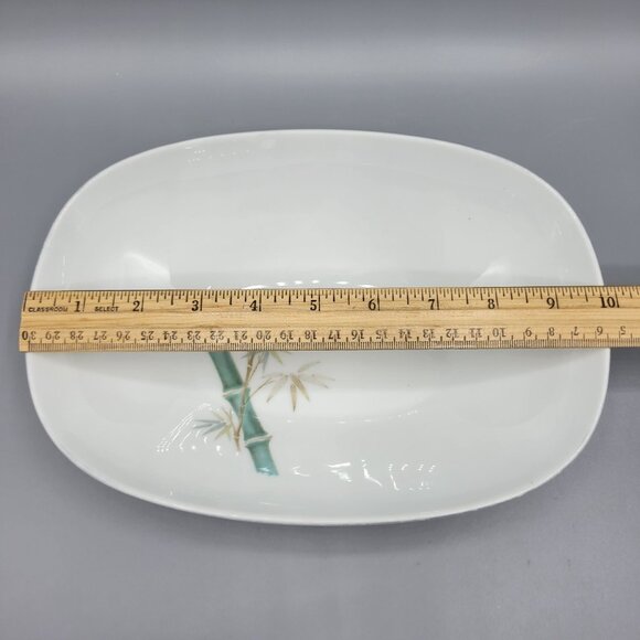 Vtg Noritake Oriental 6341 Oval Serving Bowl White Bamboo Design Japan Porcelain - Picture 8 of 9